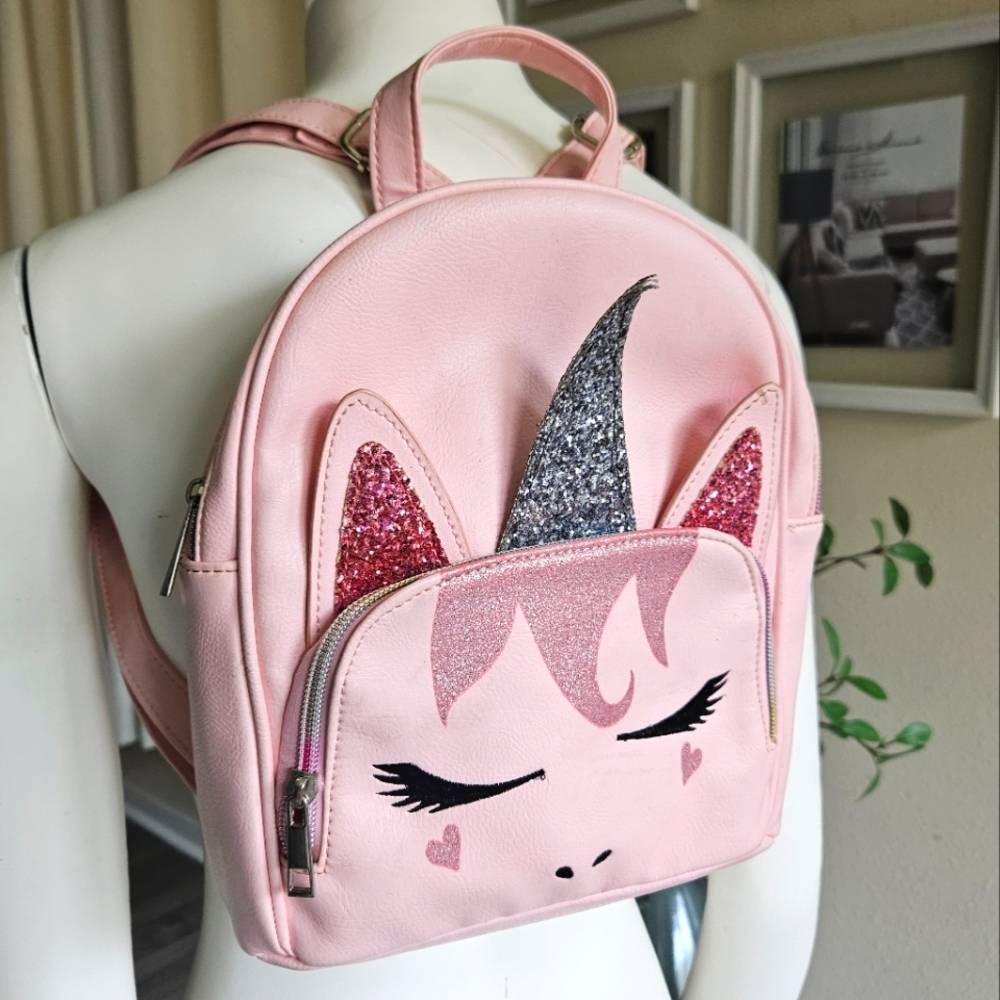 3/$5 Pink Unicorn Kids Glitter Mini Backpack - Picture 3 of 10